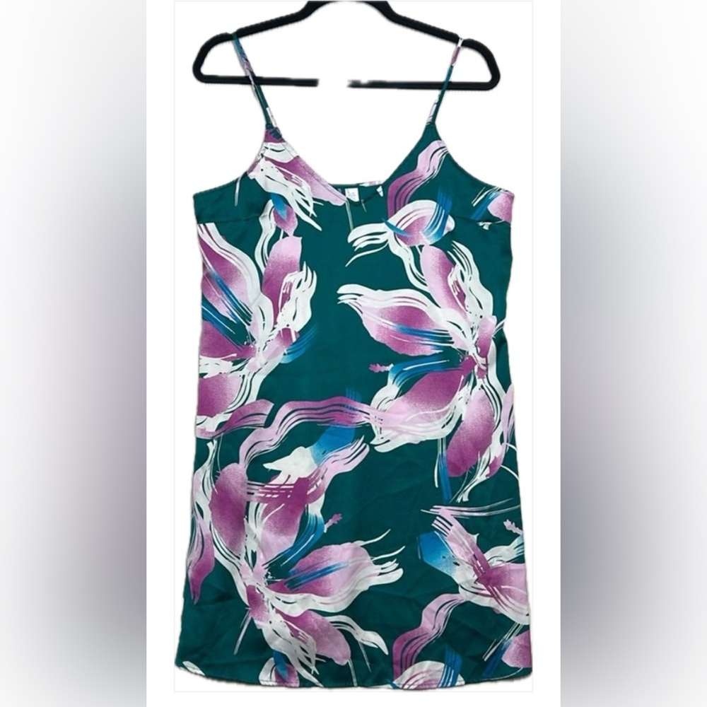 Stars Above Teal Floral Abstract Slip/Nightgown NWOT